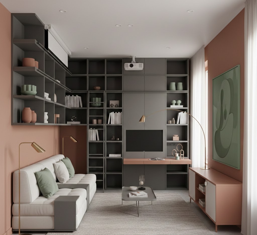 Small living room with multifunctional furniture