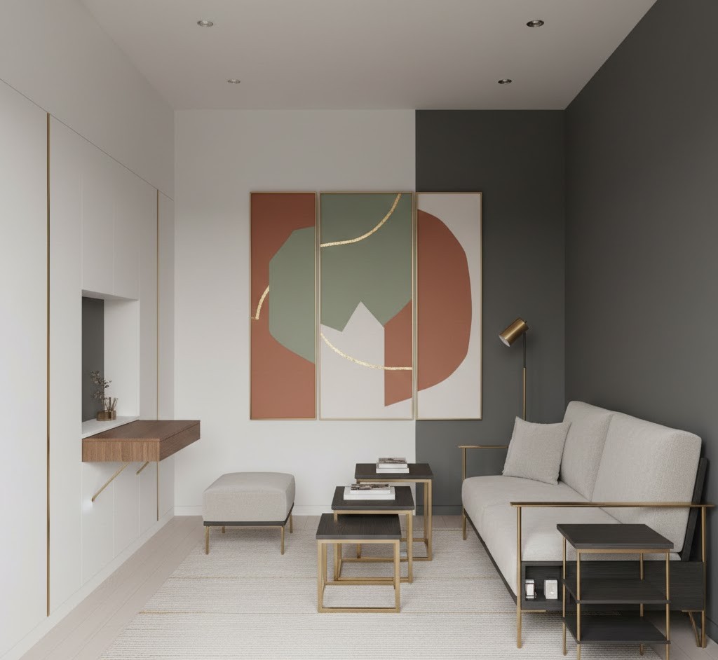 Compact apartment with artistic elements